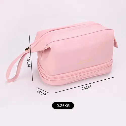 Explosive Double Layer Makeup Storage Bag PU Large Capacity Travel Leather Cosmetic Bags